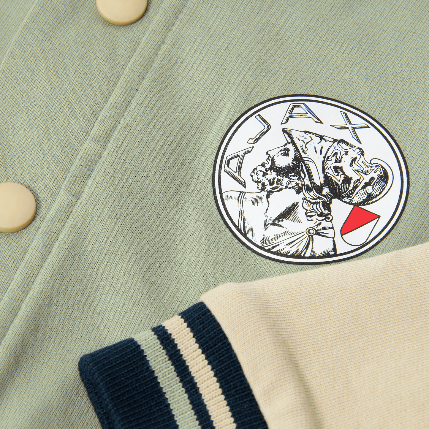 Ajax-baseball jacket green beige toddler 3