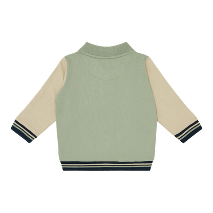 Ajax-baseball jacket green beige toddler 2