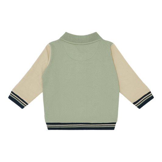 Ajax-baseball jacket green beige toddler 2