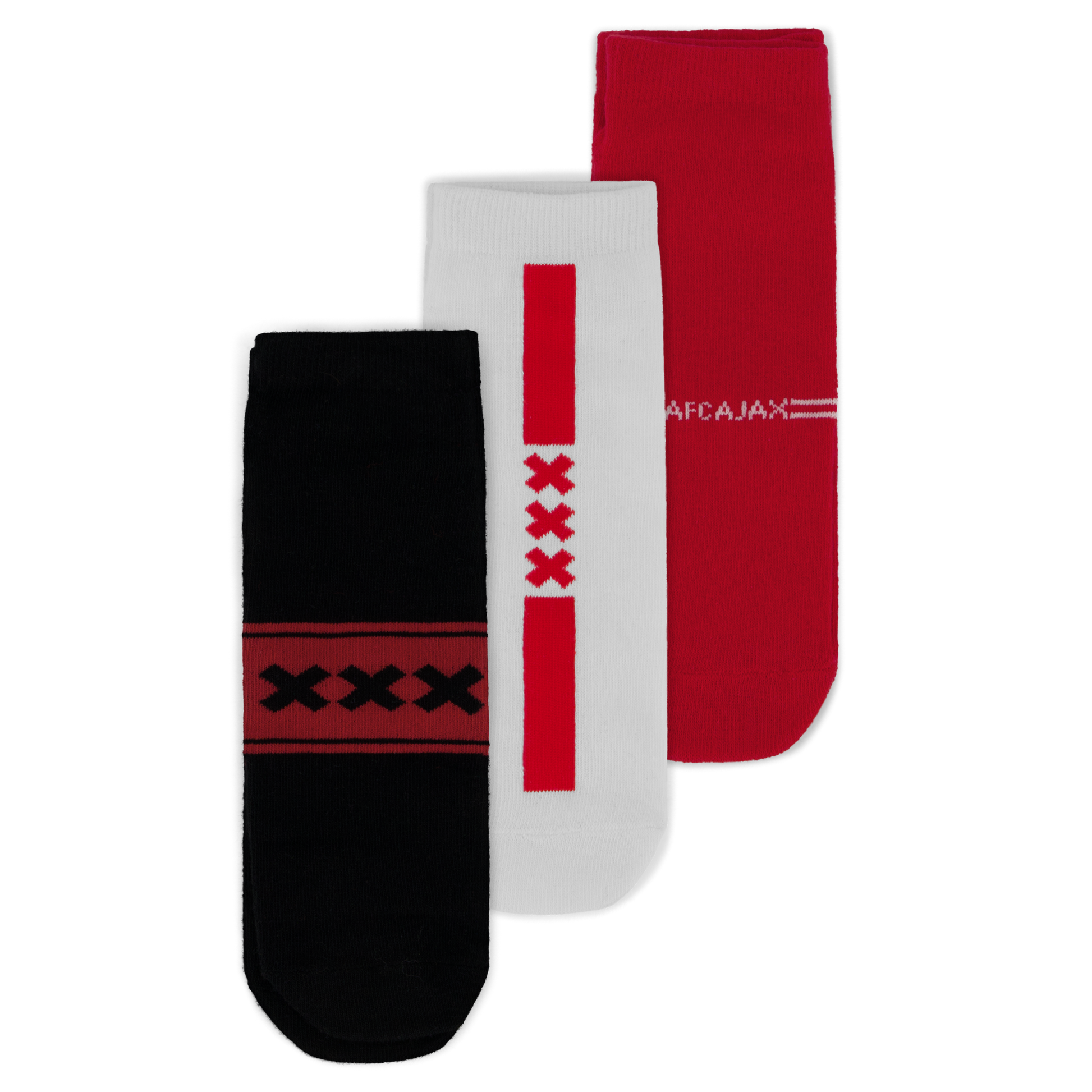 Ajax-sneakersocks 3-pack white red black 1