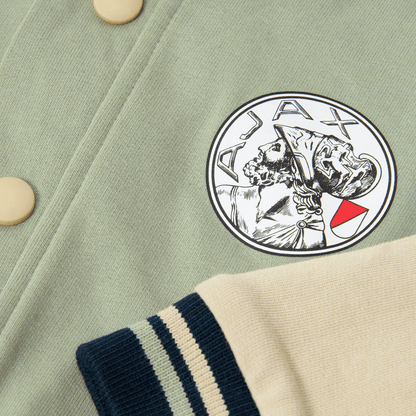 Ajax-baseball jacket green beige toddler 3