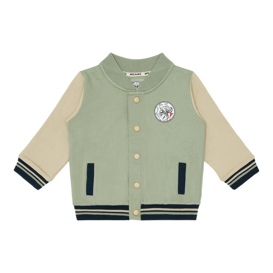 Ajax-baseball jacket green beige toddler 1